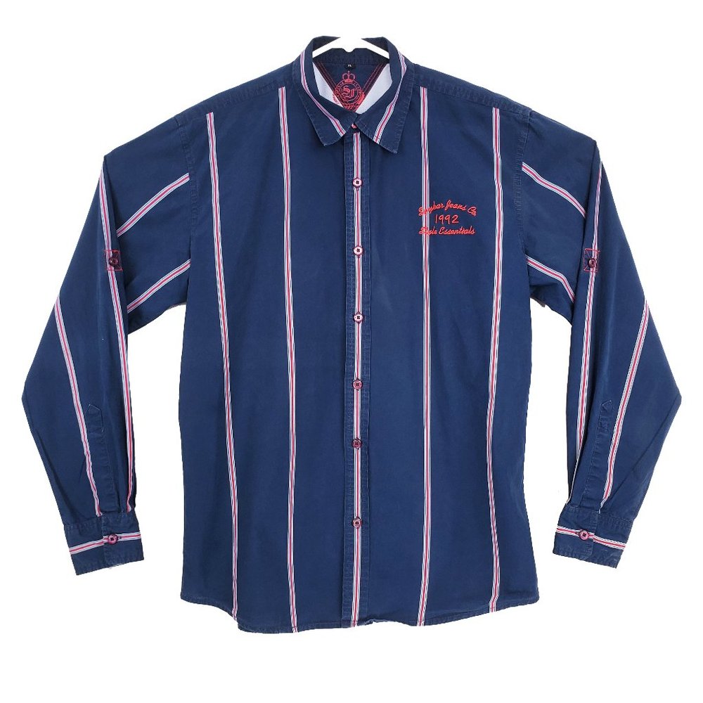 Spykar Jeans Blue Striped Embroidered L/S XL